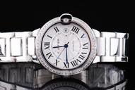 Cartier Ballon Bleu de Cartier wE9003Z3 Diamond Bezel Silver Stainless Steel Strap Mens Watch