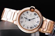Cartier Ballon Bleu de Cartier WE902034 Rose Gold Rose Gold Strap White Dial Round Watch