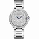 Cartier Ballon Bleu Diamond Pave Dial 18kt White Gold Unisex Watch WE902045
