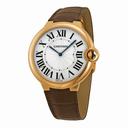 Cartier Ballon Bleu Extra Large Silver Dial 18kt Rose Gold Leather Men's Watch W6920054
