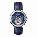 Cartier Ballon Bleu Flying Tourbillon guilloche with Blue Translucent Enamel Men's Watch W6920105