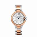 Cartier Ballon Bleu Silver Dial Diamond Steel and 18K Rose Gold Ladies Watch W3BB0006