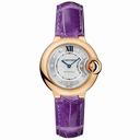 Cartier Ballon Bleu Silver Diamond Dial Purple Leather Ladies Watch WE902040