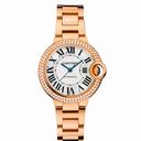Cartier Ballon Bleu Silver Guilloche Dial Automatic Diamond Ladies Watch WE902064