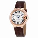 Cartier Balloon Bleu Silvered Opaline Flinque Dial Brown Leather Men's Watch W6920097