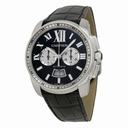 Cartier Calibre De Cartier Black Dial Black Leather Men's Watch W7100060