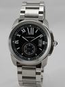 Cartier Calibre de Cartier W7100016 Round Black Dial Silver Stainless Steel Strap Watch