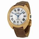 Cartier Cle Automatic Silver Flinque Dial 18kt Rose Gold Men's Watch WGCL0004