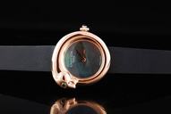 Cartier Libre 82128 Womens Black Cow Leather Strap Stainless Steel with 18k Gold Bezel Watch
