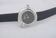 Cartier Ligne 21 de Cartier 82131 Black Cow Leather Strap Black Dial Round Watch