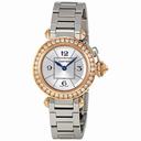 Cartier Miss Pasha Silver Dial Diamond Bezel Ladies Watch WJ124021