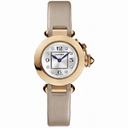 Cartier Miss Pasha Silver Diamond Dial Rose Gold and Beige Satin Ladies Watch WJ124028