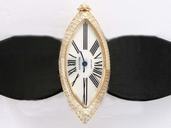 Cartier Montre WJ303050 Black Cow Leather Strap White Dial Oval Watch