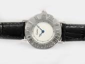Cartier Must 21 W10109T2 Man:38mm / Lady:30mm White Dial Black Crocodile Leather Strap Watch