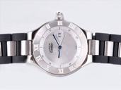 Cartier Pasha de Cartier 1050 Black Rubber Strap White Dial Watch