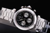 Cartier Pasha de Cartier W31047M7 Quartz Chronograph Black Dial Round Watch