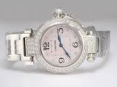Cartier Pasha de Cartier W31080M7 36mm Pink Dial Silver Stainless Steel Strap Watch