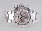 Cartier Pasha de Cartier W31085M7 Stainless Steel Bezel White Dial Quartz Chronograph Watch