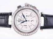 Cartier Pasha de Cartier WJ120251 Diamond Bezel White Dial Black Cow Leather Strap Watch