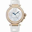 Cartier Pasha Mother of Pearl 18kt Rose Gold White Leather Ladies Watch WJ124005