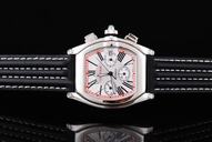 Cartier Roadster 2510 Mens Black Cow Leather Strap Stainless Steel Bezel Watch