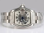 Cartier Roadster 2510 Silver Stainless Steel Strap White Dial Rectangle Watch