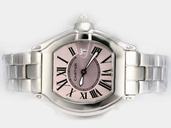 Cartier Roadster W62017V3 Pink Dial 33x37mm Silver Stainless Steel Strap Watch