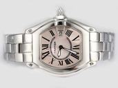 Cartier Roadster W62017V3 Pink Dial 33x37mm Stainless Steel Case Watch