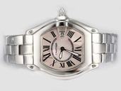 Cartier Roadster W62017V3 Quartz Pink Dial Stainless Steel Bezel Watch