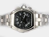Cartier Roadster W62020X6 Black Dial Silver Stainless Steel Strap 38x47mm Watch