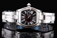 Cartier Roadster w62020x6 Black Dial Silver Stainless Steel Strap Square Watch