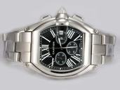 Cartier Roadster W62020X6 Quartz Chronograph Rectangle Black Dial Watch