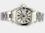 Cartier Roadster W62025V3 Stainless Steel Case Stainless Steel Bezel White Dial Watch