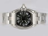 Cartier Roadster w62041v3 Silver Stainless Steel Strap Black Dial Square Watch