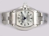 Cartier Roadster W6206017 Square Silver Stainless Steel Strap White Dial Watch