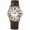 Cartier Ronde Louis Cartier Diamond Bezel Silver Dial 18 kt Rose Gold Ladies Watch WR000651