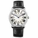 Cartier Ronde Louis Large Model Diamond Bezel Silver Dial 18 kt White Gold Ladies Watch WR000551