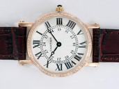 Cartier Ronde wR000651 Stainless Steel with Rose Gold Bezel Mens Automatic Watch