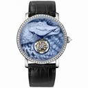 Cartier Rotonde 18K White Gold Natural Agate Cameo Crocodile Motif Dial Men's Watch HPI00689
