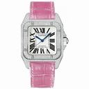 Cartier Santos 100 Diamond 18kt White Gold Pink Ladies Watch WM501751
