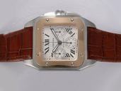 Cartier Santos 100 IDNO19260 Stainless Steel Case Square White Dial Watch