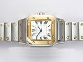 Cartier Santos 100 W200728G White Dial Stainless Steel with 18k Gold Bezel Watch