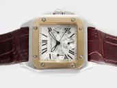 Cartier Santos 100 w20072x7 38x38mm White Dial 18K Gold Case Watch