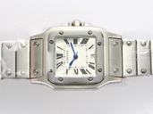 Cartier Santos 100 w200737g 33x33mm Silver Stainless Steel Strap White Dial Watch