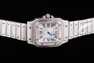 Cartier Santos 100 w200737g Mens Silver Stainless Steel Strap Square Watch
