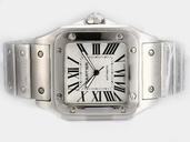 Cartier Santos 100 W200737G Stainless Steel Bezel Stainless Steel Case Mens Watch