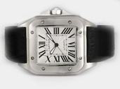 Cartier Santos 100 w20073x8 Mens Square Stainless Steel Case Watch