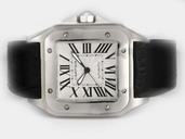 Cartier Santos 100 w20073x8 White Dial Automatic Stainless Steel Bezel Watch
