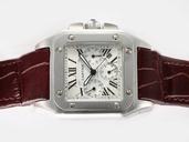Cartier Santos 100 w20073x8 White Dial Square Stainless Steel Case Watch