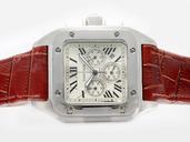Cartier Santos 100 W20090X8 Brown Cow Leather Strap 43x43mm Mens Watch